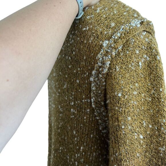 Sioni mustard yellow boho neutral long open sweater shrug wool blend size large - Picture 4 of 12